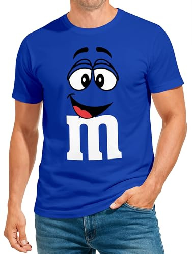MoonWorks® Herren T-Shirt Fasching Karneval M Aufdruck Gruppenkostüm Verkleidung Last Minute Faschingskostüme Männer Funshirt Blau S