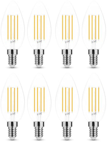 Calugy 8er Pack LED Filament C35 Kerze E14 7W ersetzt 50W, neutralweiß 4000K 806lm dimmbar | LED Kerze | LED E14 | E14 Kerze