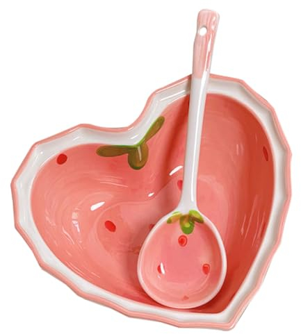 Cabilock Ensemble Bol Et Cuillère À Fraises en Forme De Cœur - Bols en - Bols De Noël pour Bonbons - Cuillère À Nourriture - Accessoire À Salade