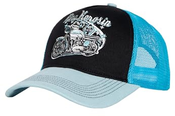 King Kerosin Herren Trucker Cap Mesh Cap Trucker Blau Vintage Ace Racer Motorrad 60S Biker Ace Racer