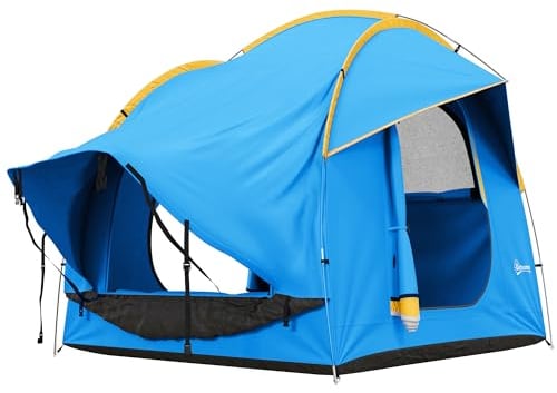 Outsunny Heckzelt Auto Zelt für 6 Personen, wasserdicht 2000mm Autozelt mit Sonnensegel Regenschicht SUV Heckklappenzelt mit UV-Schutz, Vorzelt Sonnenschutz für Camping, Reise 240 x 210 x 210 cm