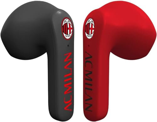 Cuffie earbuds Milan Rossoneri - Auricolari con box ricarica nero e custodia esterna nera chiusura zip