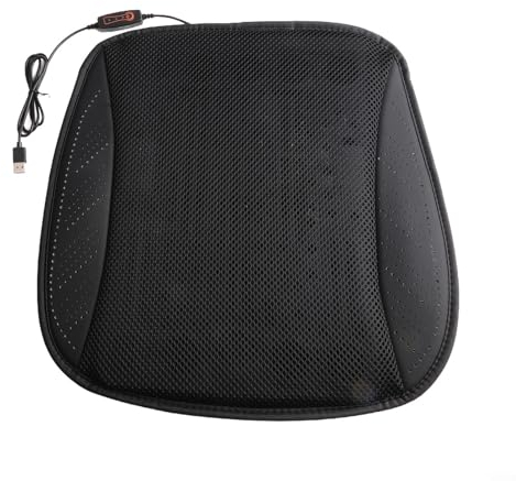 Uwithdanceme 3 Stufen Verstellbares Auto Sommer Kühlendes Sitzkissen USB Kühlendes Sitzkissen Atmungsaktiv und Belüftet Auto Sitzkissen mit Ventilator, Für Auto Home Office (Schwarz)