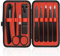 Tweezers and Nail Clippers Set 9 Pcs Precision Tweezers Kit-Stainless Steel Eyebrow Plucker with Curved Scissor and Eyebrow Razor for Daily Beauty Tools with Leather Case（Black/Red）