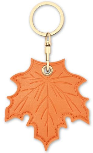 AXFEE Airtag Porte Clé, Mignon PU Étuis pour Apple AirTag, Portable Key Finder pour Clés Enfants Animaux de Compagnie, [ Porte- Clés Contrôle d'Accès] (Airtag non inclus) (Feuille d'Érable)