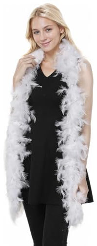 NHPY 1 Stück Federboa weiß, Federn weiss, Weiße federn, Feder boa, Weiße federboa, 20er Jahre, Flapper, Karneval, Mottoparty, 2m, 40g