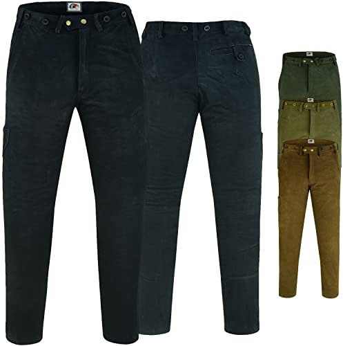 German Wear Lange Jagd Trachten Lederhose Jägerhose Jagdhose Nubukleder, 48/S, Schwarz