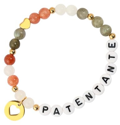 SpetngSake Patentante Geschenk,Willst du Meine Patentante Sein,Patentante Fragen Armbänder mit Herzförmig Anhänger,Bunte Bead Stretch Armbänder,Armband Patentante Geschenk,für Frauen Geschenke
