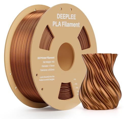 DEEPLEE Silk PLA Filament, Shiny Silk Kupfer 1KG | Shiny Silk 3D Drucker Filament 1.75mm, Maßgenauigkeit +/- 0.02mm, 1kg(2.2lb) Spule,