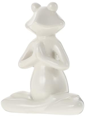 POPETPOP Keramik Yoga Frosch Statue - WeißE FroschföRmige Tischdekoration FüR Zuhause Und BüRo, 10X5X12 cm