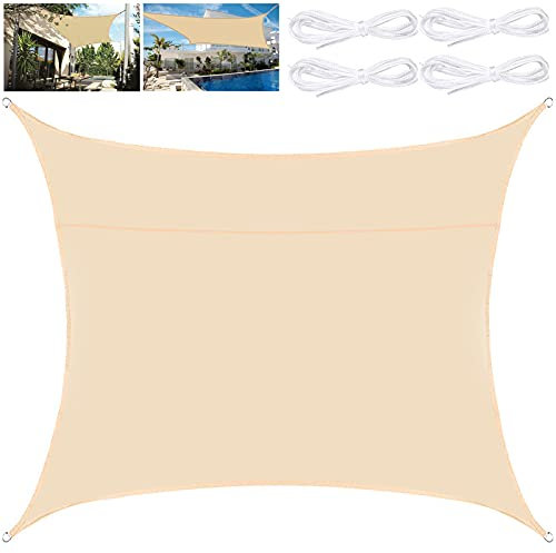 Vleuexe Toldo Vela de Sombra Rectangular 2x3m Protección UV, Toldo con Protección Solar,Toldo de Vela Solar para Jardín Oxford a Prueba de Impermeable para Exteriores Patio Terraza Balcón,Beige