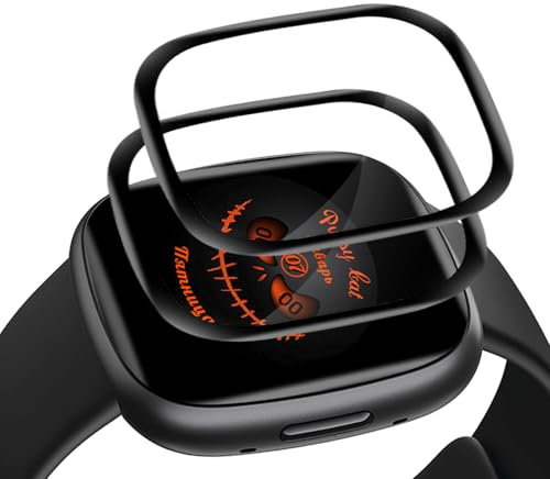 Cable Leader Schutzfolie für Panzerglas für Fitbit Versa 4/Versa 3/Sense/Sense 2, 3D-Volle Bedeckung Kratzfest Schutzglas, Sensitive Touch, Blasenfreie, 2 Stück Ultra-klar Fitbit Sense 2 Displayschutz