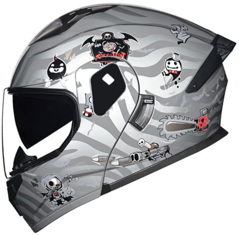 Motorradhelm Klapphelm Modulare Helm DOTECE Zertifiziert Flip Vollvisierhelm Sturzhelm Für Herren Damen Mit Doppelvisier Sonnenblende Integralhelm Scooter Motocross Helm 5,M:57-58CM