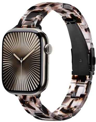 Slim Resin Strap Compatible With Apple Watch Strap Women 38mm 40mm 41mm 42mm 44mm 45mm 46mm, Thin Lightweight Bracelet Dressy Wristband for Apple Watch Band Women Series 11 10 9 8 7 6 5 4 SE 3/2/1