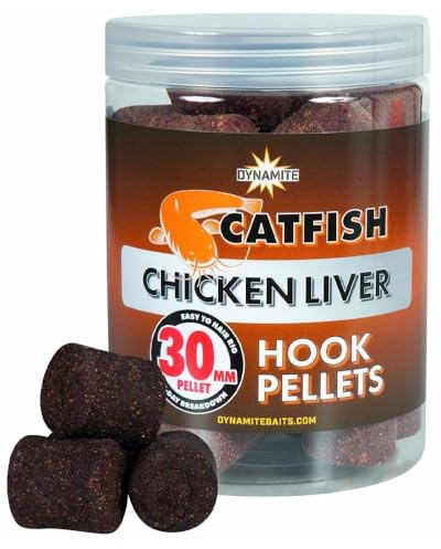 Dynamite Baits Welshaken Pellets mit Belachan, Blutaal, Hühnerleber und Meeresheilbutt Variation