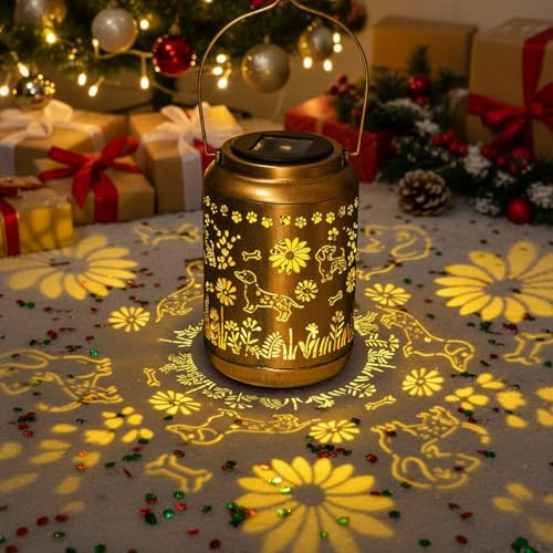 Retisee Dackel Hund Solarlaternen Wasserdicht Hängende Solarleuchten Geschenke für Frauen/Männer/Weiner Hundeliebhaber Geschenke Metall Dekorative LED Laternen für Gartendekoration, Terrasse, Rasen