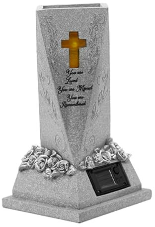UKCOCO Maceta de Cementerio Cruz Decoración de Floral de Cementerio con Apariencia de Piedra Falsa y Memoriales