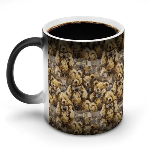 KWQDOZF Cute Teddy Bear Doll Funny Coffee Mug Cups Funny Color Changing Tea Cup for Men Women Birthday