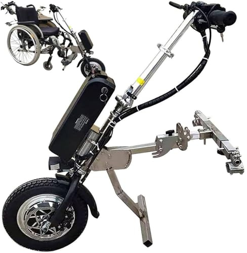 WhFKLca 500w Rollstuhlzuggerät, Elektrischer Handbike Rollstuhlaufsatz, Handbike Vorderradantrieb, 12 Zoll Räder, LCD Display, Reichweite: 70km, 3 Geschwindigkeiten/Mit Stoßdämpfersystem B