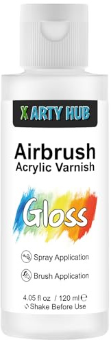 X ARTY HUB Acrylic Varnish High Gloss, 120 ml Acrylic Paint Sealer | Brushable & Airbrushable, Anti-Yellowing/Fading/Cracking Clear Coat, Waterproof for Outdoor Use