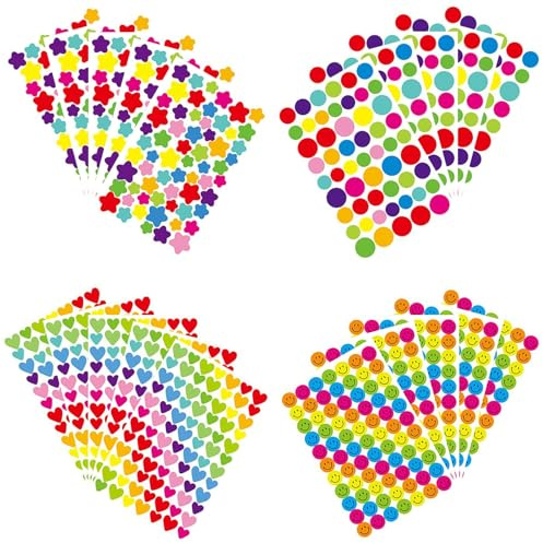 20 Stück Regenbogen-Aufkleber für Scrapbooking, Herzen, Sterne, Smileys, Kreise, Dekoration, Tagebuch, Kreatives Geschenk zu Weihnachten