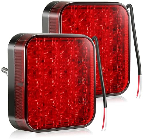 DARKGUARD 16LED Trailer Rear Fog Lights 2PCS - 12V/24V 2.2W E-Mark Approved IP67 Waterproof Red Rear Fog Lamp for Trailer Tail Lights Board, Caravan, Truck, Van Lorry, Tractor & Car