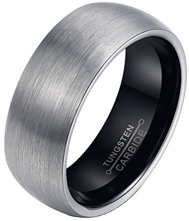 PAURO Herren Hartmetall Comfort Fit Hochzeitsband Gebürstet Matt Ring Silber Größe 68