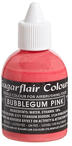 Sugarflair Bubblegum Pink Edible Airbrush Colour - Edible Food Colouring Airbrush Paint for Cakes, Cupcakes, Icing and Cake Decorations - 60ml