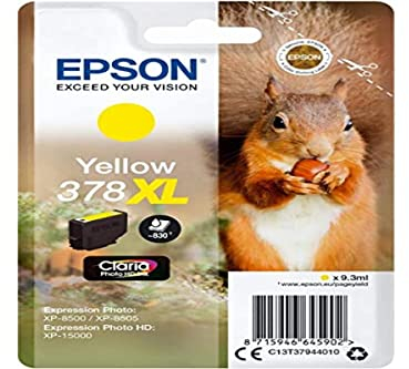Epson 378XL Eichhörnchen Gelb, Original-Tintenpatrone XL, hohe Kapazität, XP-8500, XP-8505, XP-8600, XP-8605, XP-8606, XP-8700, XP-15000