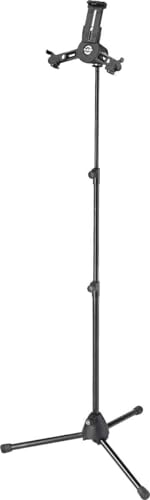 K&M 19798 Tablet-PC-Stativ Schwarz - schwenk- und drehbar bis 90° - Dreifuß - stabil und flexibel ausziehbar