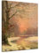 Bilderdepot24 Bild auf Leinwand | Adolf Kaufmann Sonnenuntergang in Winterlandschaft in 50x70 cm als Wandbild | Wand-deko Dekoration Wohnung alte Meister | 180819-50x70