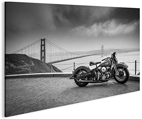 islandburner Bild Bilder auf Leinwand Harley V5 1K Over The Bay San Francisco Golden Gate Bridge XXL Poster Leinwandbild Wandbild Dekoartikel Wohnzimmer Marke