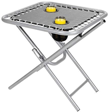 Parkland® Folding Outdoor Steel Frame Garden Patio Drinks Side Table with Drinks Holder for Zero Gravity Sun Lounger (Grey)