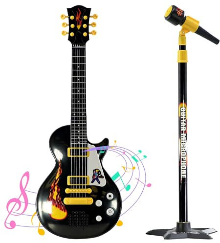 22 Kids Electric 6 String Rock Star Guitar Age 3+ & Extendable Microphone Musical Toy