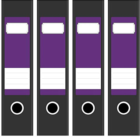 Ordneretiketten | 4 Aufkleber für breite Akten-Ordner | Farbe Dunkel-Lila | selbstklebende Design Akten-Etiketten | Deko Sticker für Rückenschilder Ordnerrücken | zum Beschreiben