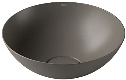 Alape˘ Waschschale, Waschbecken Gravel Matt aus glasiertem Stahl, hygienische Oberfläche, rund Ø 30 cm, Höhe 11,8 cm, ohne Hahnloch, ohne Überlauf, inklusive Ventilkappe glasiert in Beckenfarbe