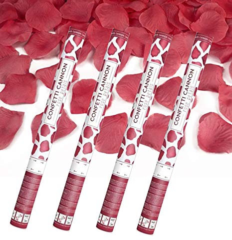 4x XXL (60 cm) Partykanone Partypopper Streamer ®Auto-schmuck (rote Rosenblätter)
