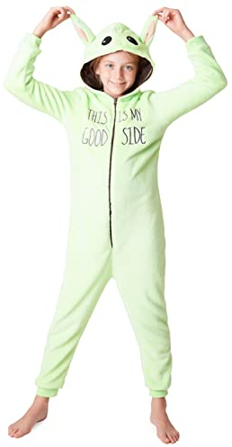 Disney Pigiama Intero Pile Bambina - Pigiama Stitch Angel Minnie Malefica 2-15 Anni - Gadget Stitch Idea Regalo Bambine (Verde Baby Yoda, 13-14 Anni)