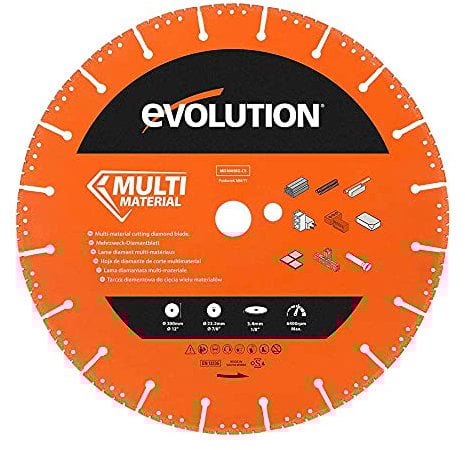 Evolution Power Tools MD300SEG-CS Multi Material Diamond Blade For Disc Cutters - Segmented Rim Removes Debris From Cut - Ideal for Cutting Metal, Brick, Tiles and Plastic, 300 mm