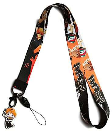 ALTcompluser Anime Haikyuu Karasuno Umhängeband, Lanyard Schlüsselband Karabiner mit Hinata Shoyo Anhänger für Ausweishalter, Handy, MP3, USB(Neck Strap)