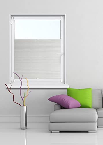 Deco4Me Plissee ohne Bohren (60 x 220 cm, Weiß Crash) - Blickdicht, lichtdurchlässig, Keine Verdunkelung - Jalousien zum Klemmen - Faltrollos für Fenster
