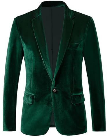 RONGKAI Giacca da Uomo in Velluto, Slim Fit, alla Moda, per Matrimoni, Balli, cene, Feste