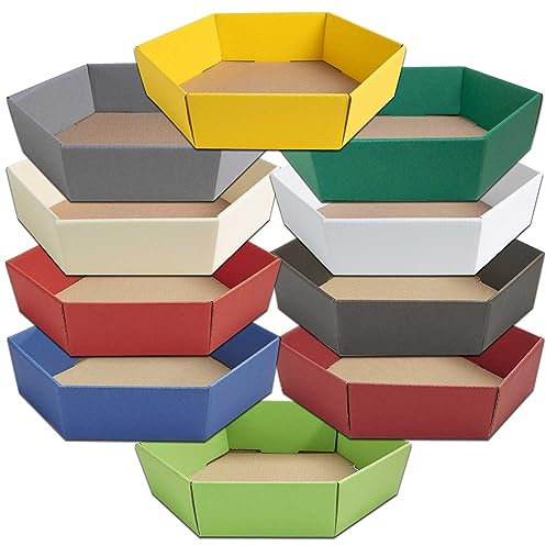 10 x PresentFill® Mini Präsentkorb 225 x 200 x 50 mm Diamant Weiß leer ohne Inhalt Geschenkkorb aus 100% Recycling Karton - sechseckig - Made in Germany für Weihnachten, Ostern, Hochzeit, Geschenke