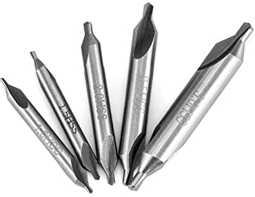 QWORK® 5 Pezzi Punta da Centro 60 Gradi per Tornio in Metallo - 1/1,5/2/2,5/3mm - Acciaio ad Alta Velocità M2