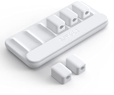 Anker Kabelmanager, magnetischer Kabelhalter, Mehrzweck-Kabelhalter für Schreibtische, 5 Clips für Lightning-Kabel, USB-C-Kabel, Mikro-Kabel, haftet auf Holz, Marmor, Metall, Glas (Weiß)