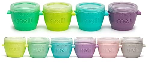 melii Snap & Go Vorratsdosen für Babynahrung und Gefrierschrank, Set 10, 6x59 ml + 4x118ml