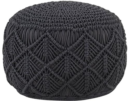 vidaXL Makramee Sitzpuff Handgefertigt Anthrazit 45x30 cm Baumwolle