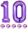 Large 10 Number Purple Balloons, 40 Inch Helium Foil Number 1 & 0 Balloons Self Inflating with Confetti for Girls Women 10th 1st Birthday Party Anniversary Decorations