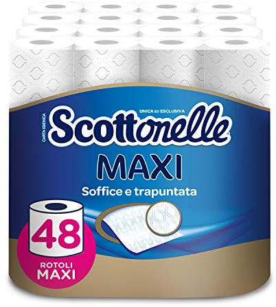 Scottonelle Papier toilette, doux et résistant, testé dermatologiquement, 48 rouleaux Maxi