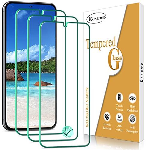 Kesuwe [3 Piezas] Protector de Pantalla para Samsung Galaxy S23 5G, Dureza 9H Cristal Templado, Antiarañazos, Antihuella, Fácil de Instalar, Sin Burbujas